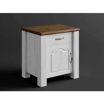 Rustikální noční stolek AUSTIN Merida POEMA (Barevné provedení Bílá)