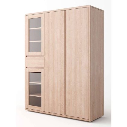 58518 7 bukova masivni skrin louisiana 3dv s vitrinkou barevne provedeni prirodni