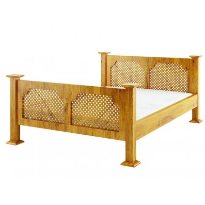 Rustikální postel CORDOBA ACC08 rošt ZDARMA (Barevné provedení Bezbarvý vosk K09, Rozměry postele 160 x 200 cm)