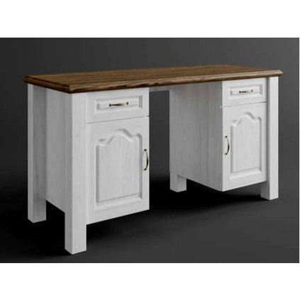 58410 11 rustikalni psaci stul emma z masivu barevne provedeni bila tmave hneda 22 25