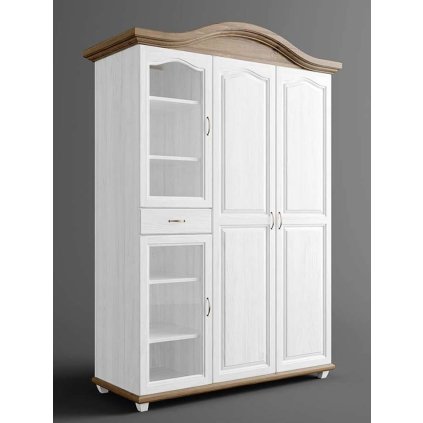 57891 6 rustikalni skrin austin romance revue z masivu s vitrinkou barevne provedeni bila hneda 22 05