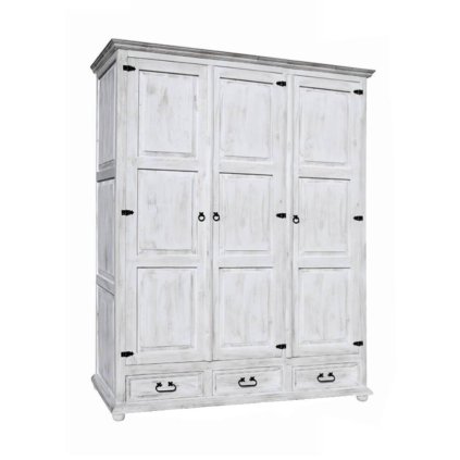 61236 20 rustikalni skrin white home szy03 2 tridverova oddelena barevne provedeni bily vosk k17 bily vosk k17