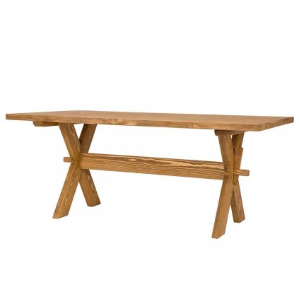 Rustikální stůl CORDOBA MES16 nohy ve tvaru X (Barevné provedení Bezbarvý vosk K09, Rozměr stolu 160  x 90 cm)