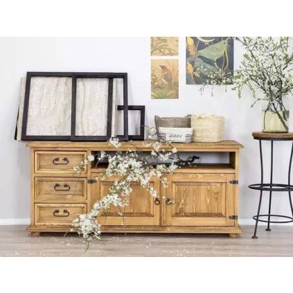 54474 12 rustikalni tv stolek cordoba rtv07 barevne provedeni tmavy vosk k02