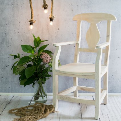 Rustikální židle WHITE HOME SIL11 s područkami (Barevné provedení Antická bílá K16 - antická bílá K16)