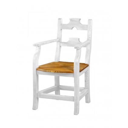 Rustikální židle WHITE HOME SIL12 s područkami (Barevné provedení Antická bílá K16 - antická bílá K16)