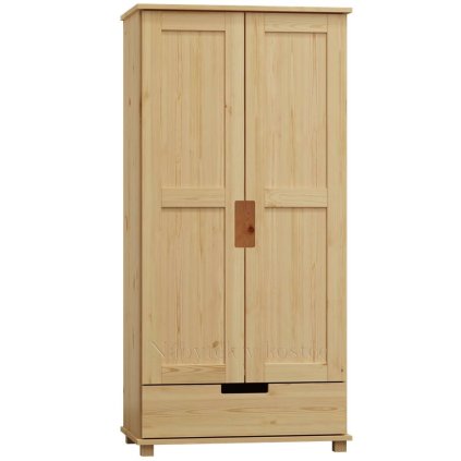 Skříň z masivu FELIX S7 100 cm se šatní tyčí (Barevné provedení Grey-šedá)