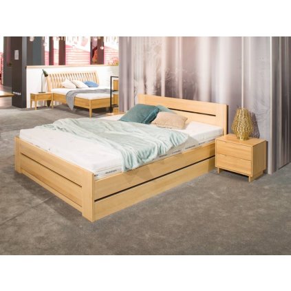 Buková postel z masivu FLORIDA LK 198 s úložným prostorem (Barevné provedení Buk-bělený, Rozměry postele 100 x 200 cm)