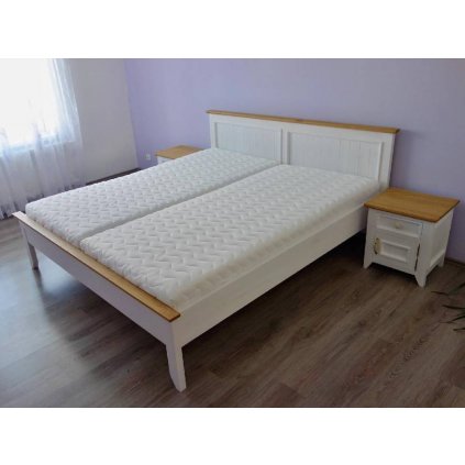 Bílá manželská postel PROVENCE  L1P 140x200 (Rozměry postele 140 x 200 cm)