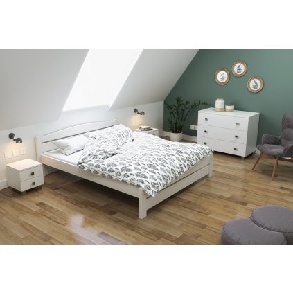 Manželská postel z masivu BARBORA bílá (Rozměry postele 100 x 200 cm)
