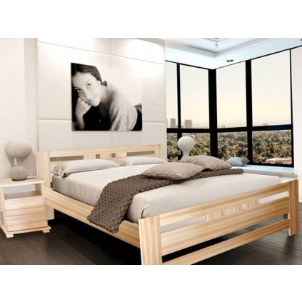 Buková  postel BORA 75 z masivu (Barevné provedení Bezbarvý lak, Rozměry 100 x 200 cm)