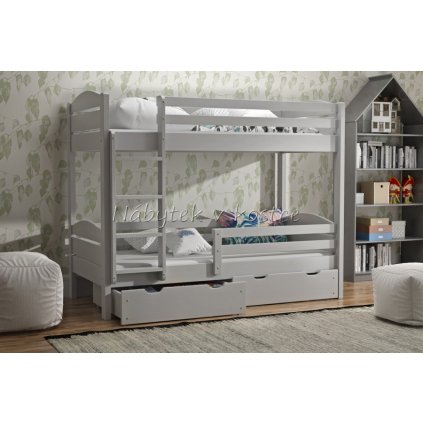 Dětská patrová postel PETR Bis šedá (Provedení Levé, Rozměry postele 80 x 200 cm)