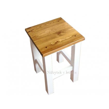 Dřevěný taburet SWEET HOME SIL02 SKLADEM (Barevné provedení Bílá - světle hnědá medová lak)