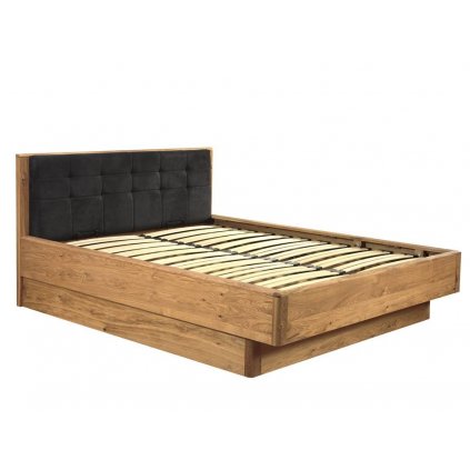 Dubová postel DENVER - DALLAS s úložným prostorem (Provedení potahová látka KINGSTON 99 (tmavá), Rozměry postele 140 x 200 cm)