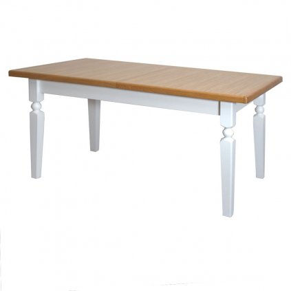 Dubový jídelní rozkládací stůl BANDI lakovaný (Barevné provedení Bílá-přírodní, Rozměr stolu 140-220/90 cm)