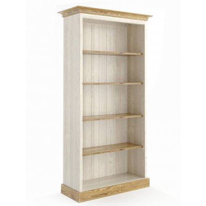 Knihovna z masivu TOSKANIA LUX dřevěný regál (Barevné provedení Bílá - bílá)
