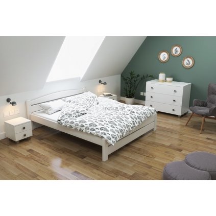 Manželská postel z masivu BARBORA 140x200 bílá (Rozměry 140x200cm)