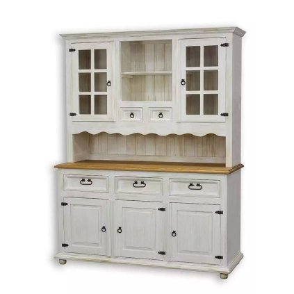 58356 21 masivni kredenc white home slim vit104 barevne provedeni bila patina k03 tmavy vosk k02