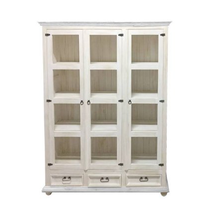 54582 15 masivni vitrina white home slim vit108 1 v celku barevne provedeni bily vosk k17