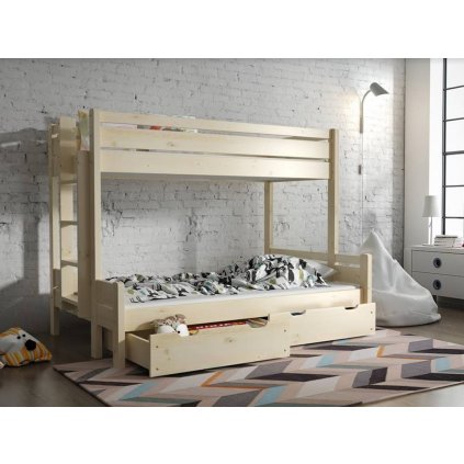 Patrová postel JARDA 90x200 cm (Barevné provedení Bílá, Provedení Levé, Rozměry postele 90x200/120x200 cm)