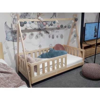 Postel pro děti MÁŠA ve tvaru domečku (Barevné provedení Přírodní, Provedení Levé, Rozměry postele 80x160 cm)