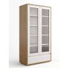Buková vitrína LOUISIANA (Barevné provedení Dub světlý - Bílá)