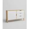 Komoda z masivu RETRO Faborg 2 na nožičkách (Barevné provedení Dub světlý - Bílá)