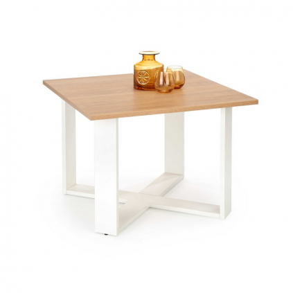 Konferenční stolek Cross, dub zlatý / bílá