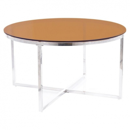 Konferenční stolek Crystal I, hnědá / stříbrná