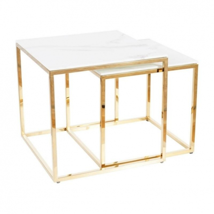 Konferenční stolek Gloria, bílá / zlatá