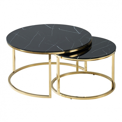 Konferenční stolek Muse, černý mramor / zlatá