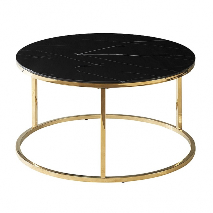 Konferenční stolek Sabine, černý mramor / zlatá