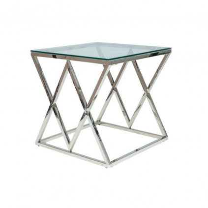 Konferenční stolek Zegna čtvercový, čirá / stříbrná
