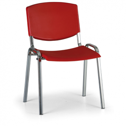 Konferenční židle Design - chromované nohy, červená