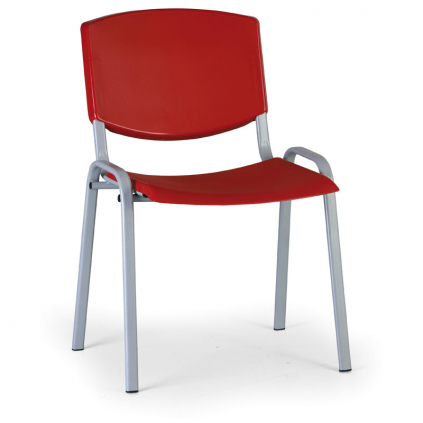 Konferenční židle Design - šedé nohy, červená
