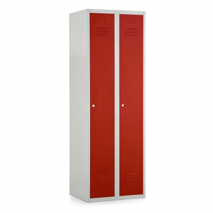 Kovová šatní skříňka, 60 x 50 x 180 cm, cylindrický zámek, červená - ral 3000