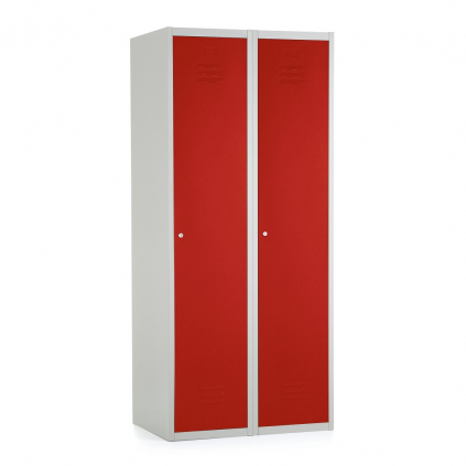 Kovová šatní skříňka, 80 x 50 x 180 cm, cylindrický zámek, červená - ral 3000