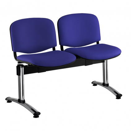Kožená lavice ISO, 2-sedák - chromované nohy, modrá