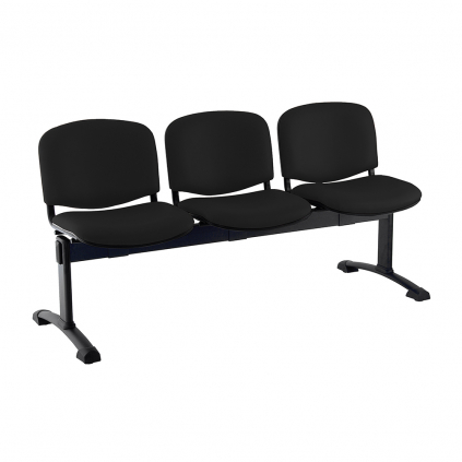 Kožená lavice ISO, 3-sedák - černé nohy, černá