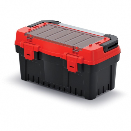 Kufr na nářadí s alu držadlem 47,6 × 26 × 25,6 cm, přepážky, červená
