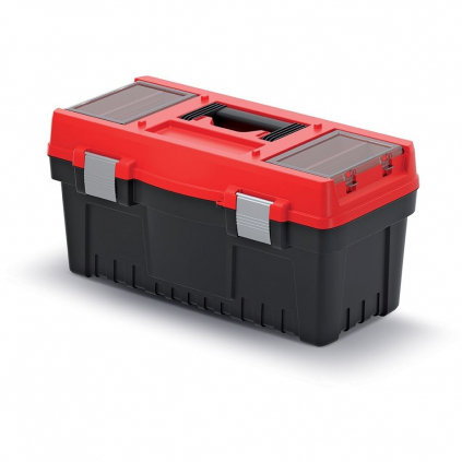 Kufr na nářadí s alu zámky 54,8 × 27,4 × 28,6 cm, přepážky, červená