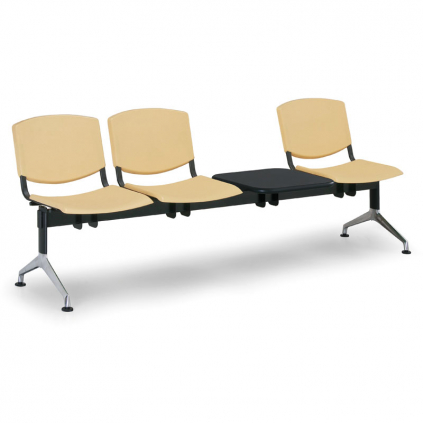 Plastová lavice Design, 3-sedák + stolek, žlutá