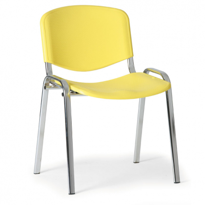 Plastová židle ISO - chromované nohy, žlutá