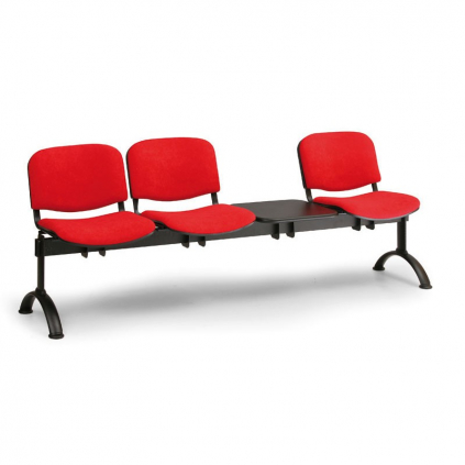 Čalouněná lavice VIVA, 3-sedák + stolek - černé nohy, modrá