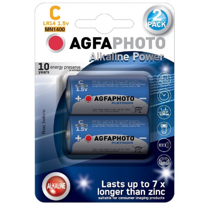 Power alkalická baterie AgfaPhoto  LR14/C, 1,5 V blistr 2 ks, alkalická