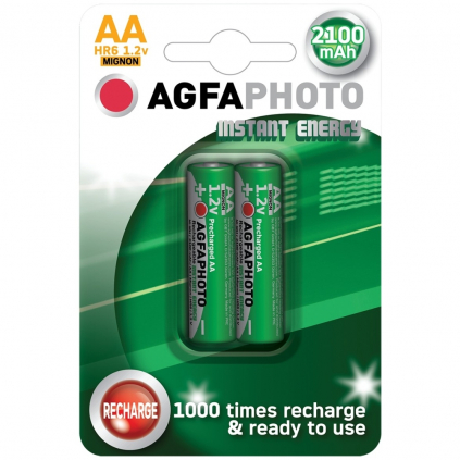 Přednabitá baterie AgfaPhoto AA, 2100 mAh, 1,2 V, blistr 2 ks, alkalická