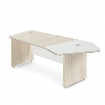 Rohový stůl TopOffice Premium 227,1 x 109,6 cm, pravý, akát světlý / bílá