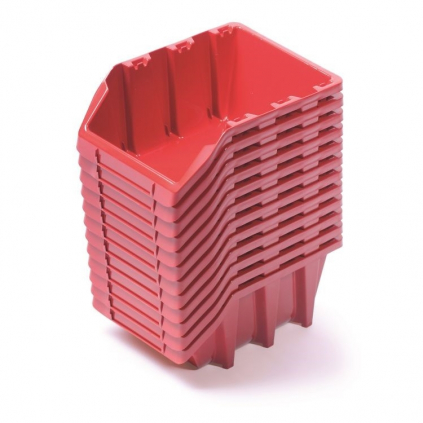 Sada 12 úložných boxů 19 × 7,7 × 12 cm, červená