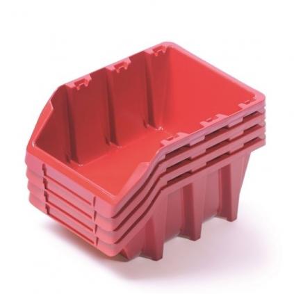 Sada 4 úložných boxů 29,5 × 19,8 × 19,5 cm, červená