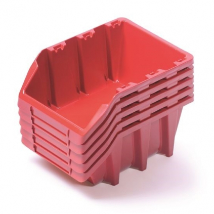 Sada 5 úložných boxů 19,8 × 11,8 × 15,5 cm, červená